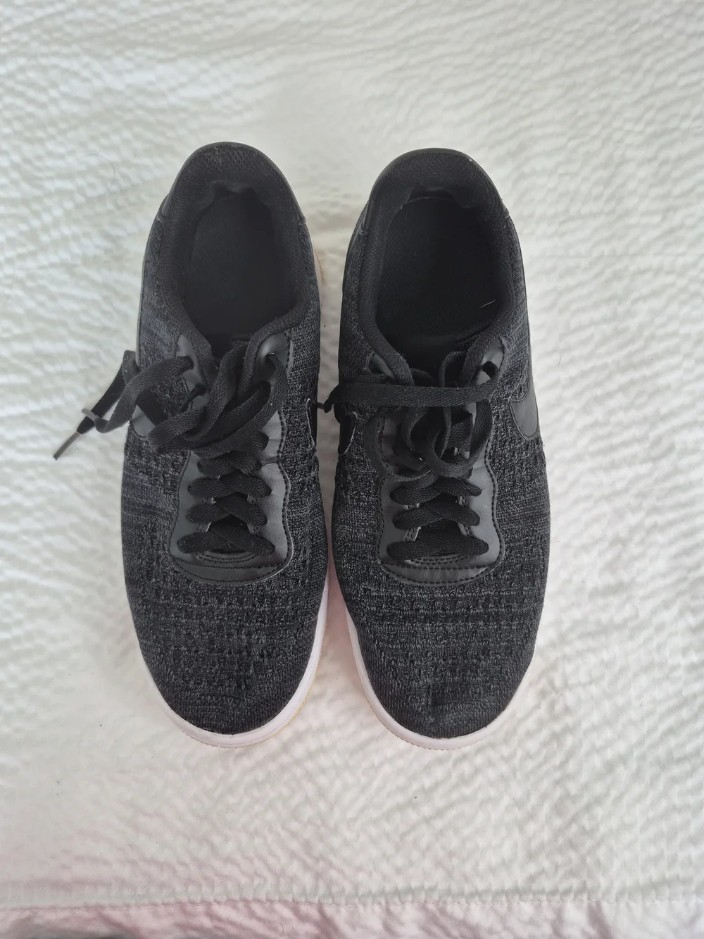 Women's Nike Air Force 1 Flyknit Shoe Black Anthracite White Size 9